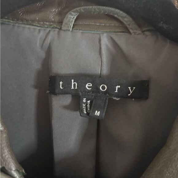 Theory men’s green Leather Jacket size m EUC - Picture 3 of 5